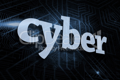 Cyber against futuristic black and blue background