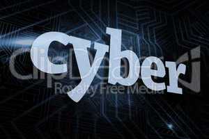 Cyber against futuristic black and blue background