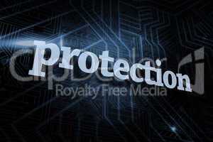 Protection against futuristic black and blue background