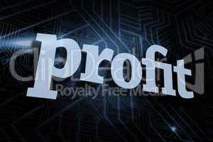 Profit against futuristic black and blue background