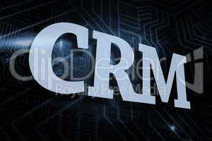 Crm against futuristic black and blue background