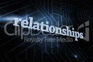 Relationships against futuristic black and blue background