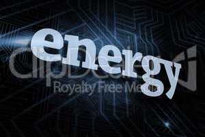 Energy against futuristic black and blue background