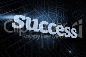 Success against futuristic black and blue background