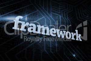 Framework against futuristic black and blue background