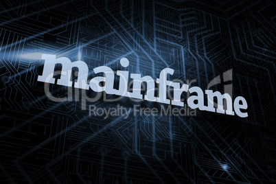 Mainframe against futuristic black and blue background