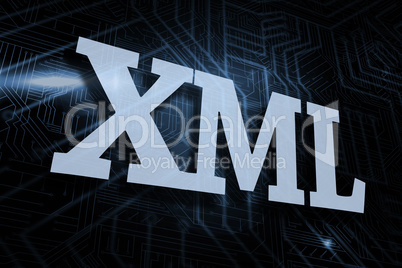 Xml against futuristic black and blue background