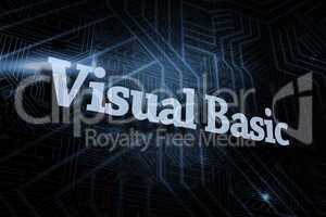 Visual basic against futuristic black and blue background