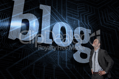 Blog against futuristic black and blue background