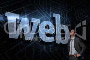 Web against futuristic black and blue background