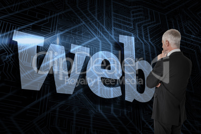 Web against futuristic black and blue background