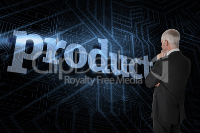 Product against futuristic black and blue background