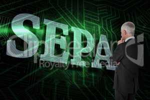 Sepa against green and black circuit board