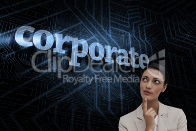 Corporate against futuristic black and blue background