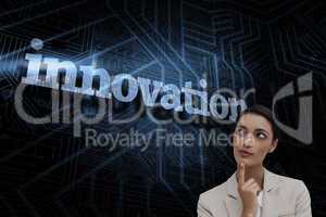 Innovation against futuristic black and blue background