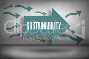 Sustainability against arrows pointing