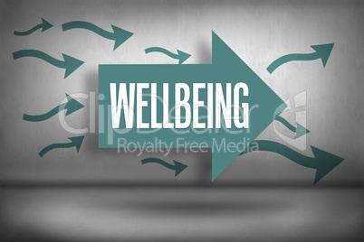 Wellbeing against arrows pointing