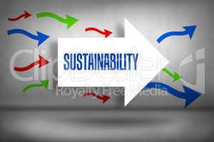 Sustainability against arrows pointing