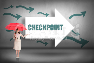 Checkpoint against arrows pointing