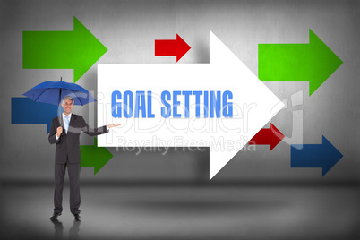 Goal setting against arrows pointing