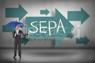 Sepa against blue arrows pointing