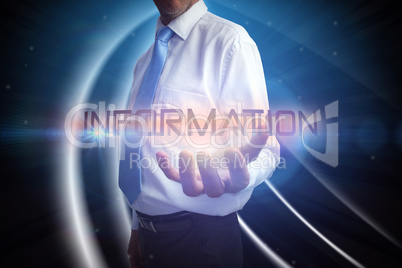 Businessman presenting the word information