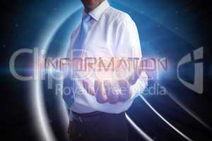 Businessman presenting the word information