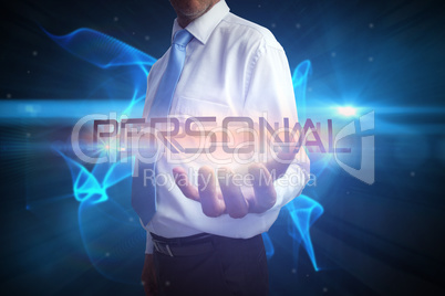 Businessman presenting the word personal