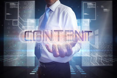 Businessman presenting the word content