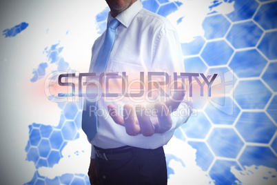 Businessman presenting the word security