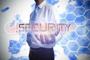 Businessman presenting the word security