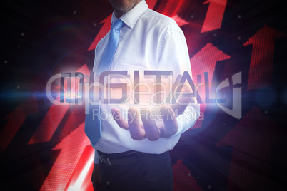 Businessman presenting the word digital