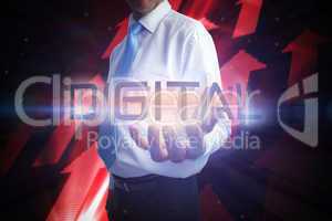 Businessman presenting the word digital