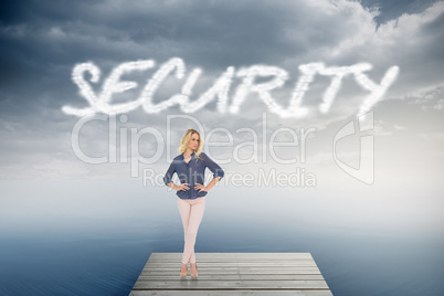 Security against cloudy sky over ocean