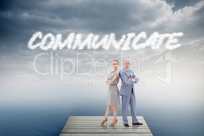 Communicate against cloudy sky over ocean