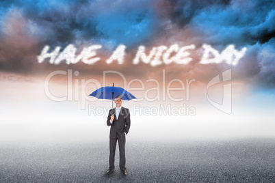 Have a nice day against cloudy landscape background