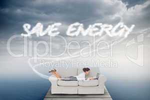 Save energy against cloudy sky over ocean
