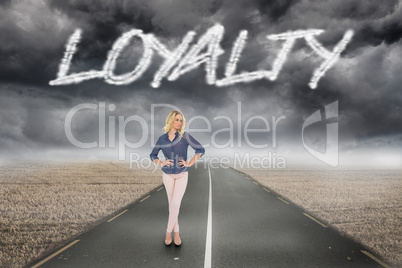 Loyalty against misty brown landscape with street