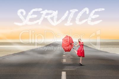 Service against road leading out to the horizon