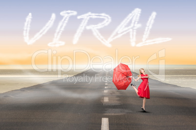 Viral against road leading out to the horizon