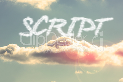 Script against bright blue sky with cloud