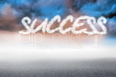 Success against cloudy landscape background