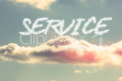 Service against bright blue sky with cloud