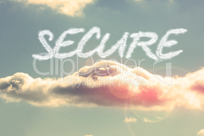 Secure against bright blue sky with cloud