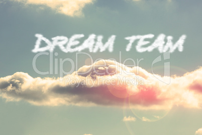 Dream team against bright blue sky with cloud