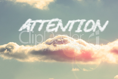 Attention against bright blue sky with cloud