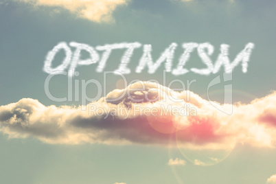 Optimism against bright blue sky with cloud