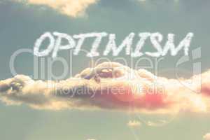 Optimism against bright blue sky with cloud