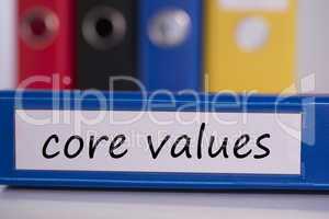 Core values on blue business binder