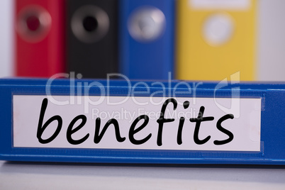 Benefits on blue business binder